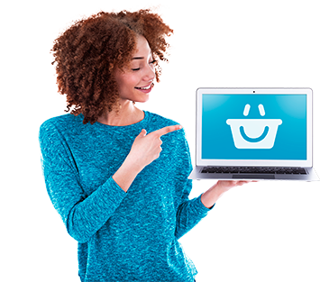 Garota segurando um notebook