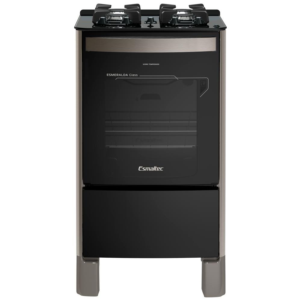Fogao Esmaltec Esmeralda Glass 4 Bocas Inox com Acendimento Automatico