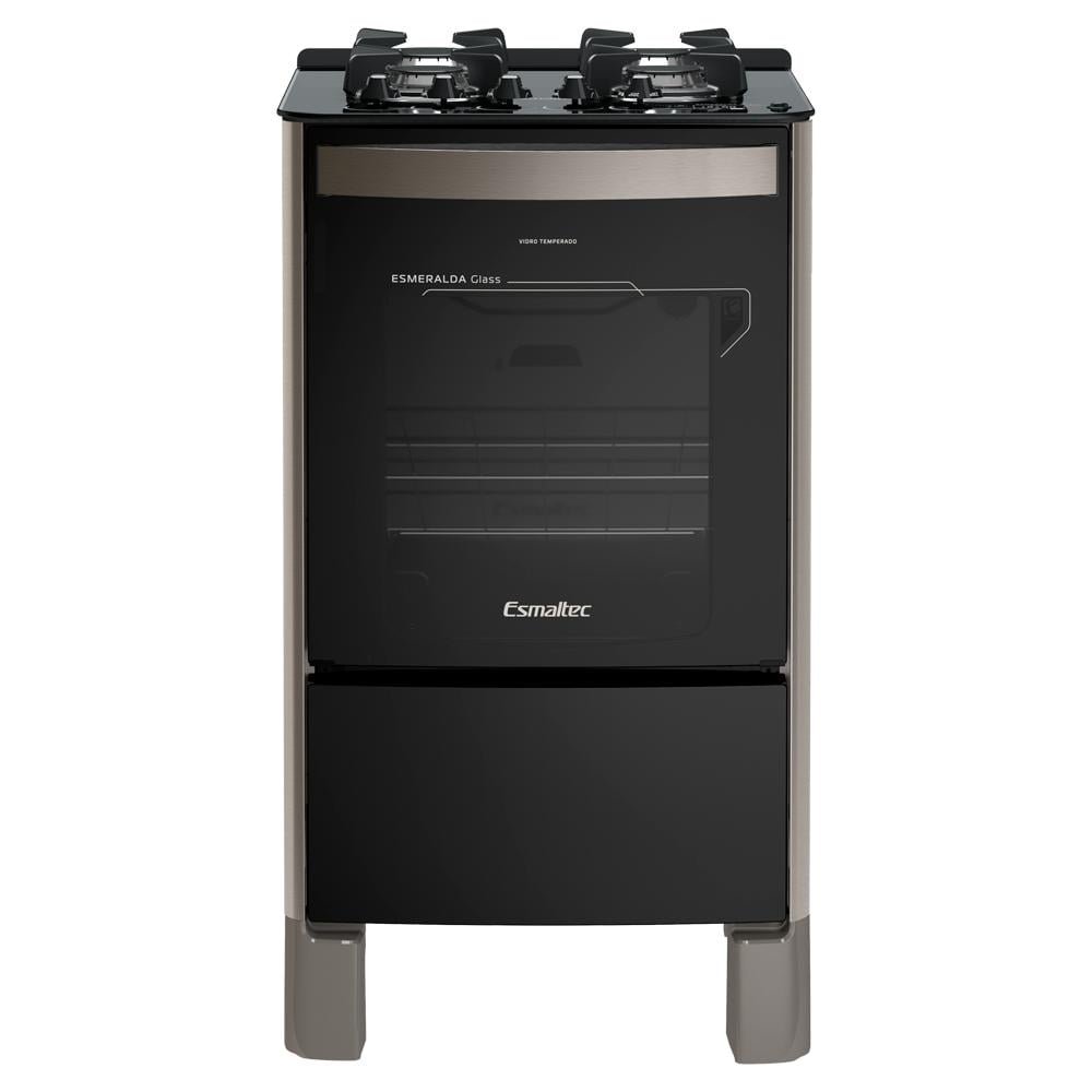 Fogão Esmaltec Esmeralda Glass Gourmet 4 Bocas Inox com Timer Digital e Grill Elétrico