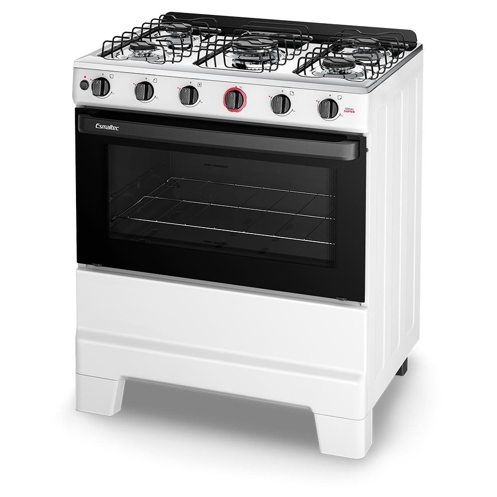Fogao Esmaltec Ideal SUPER 5 Bocas Branco com Acendimento Automatico