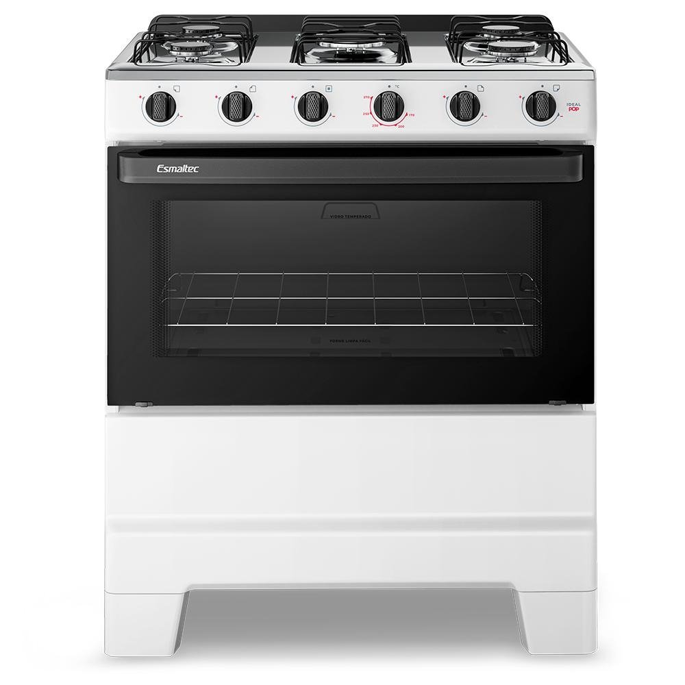 Fogao a Gas Mesa Inox Super Chama e Forno 84L Limpa Facil Esmaltec IDEAL POP F5ISB Cor Bra
