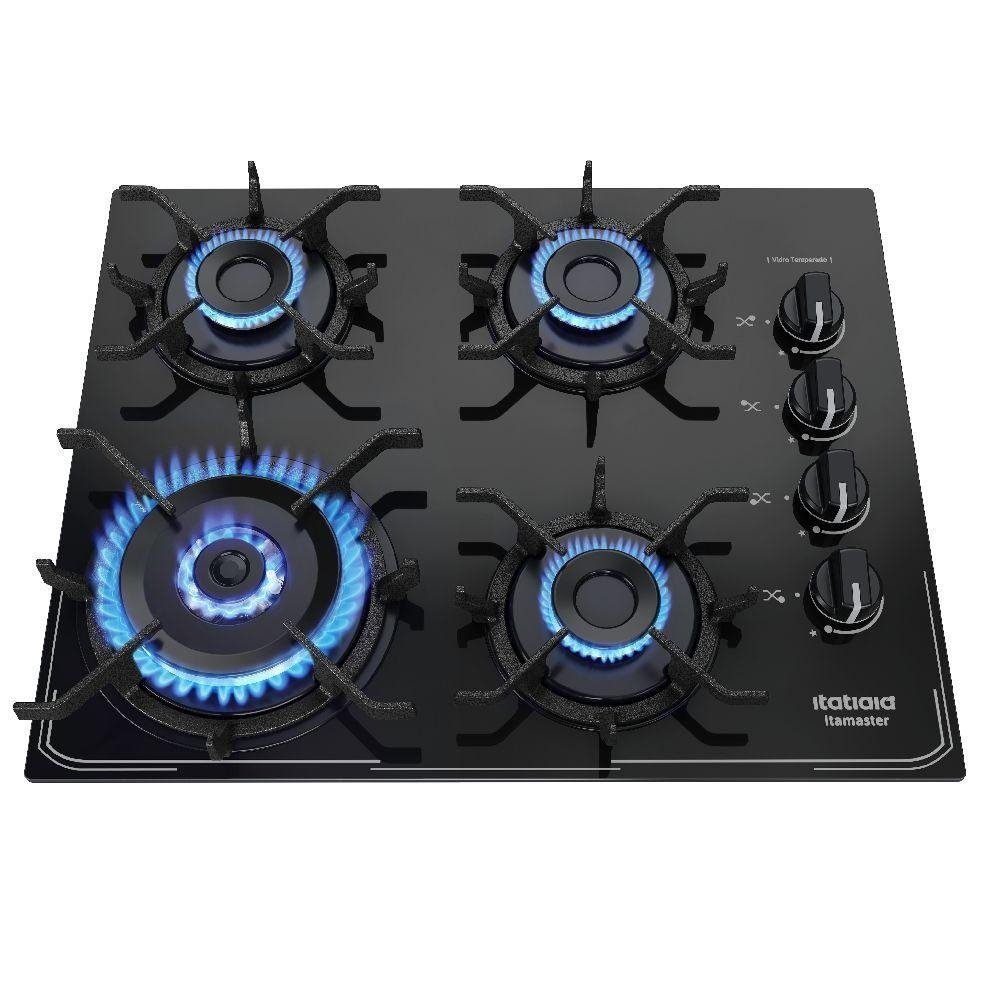 Cooktop Itatiaia Itamaster 4 Bocas Vidro Preto Bivolt 3700000341