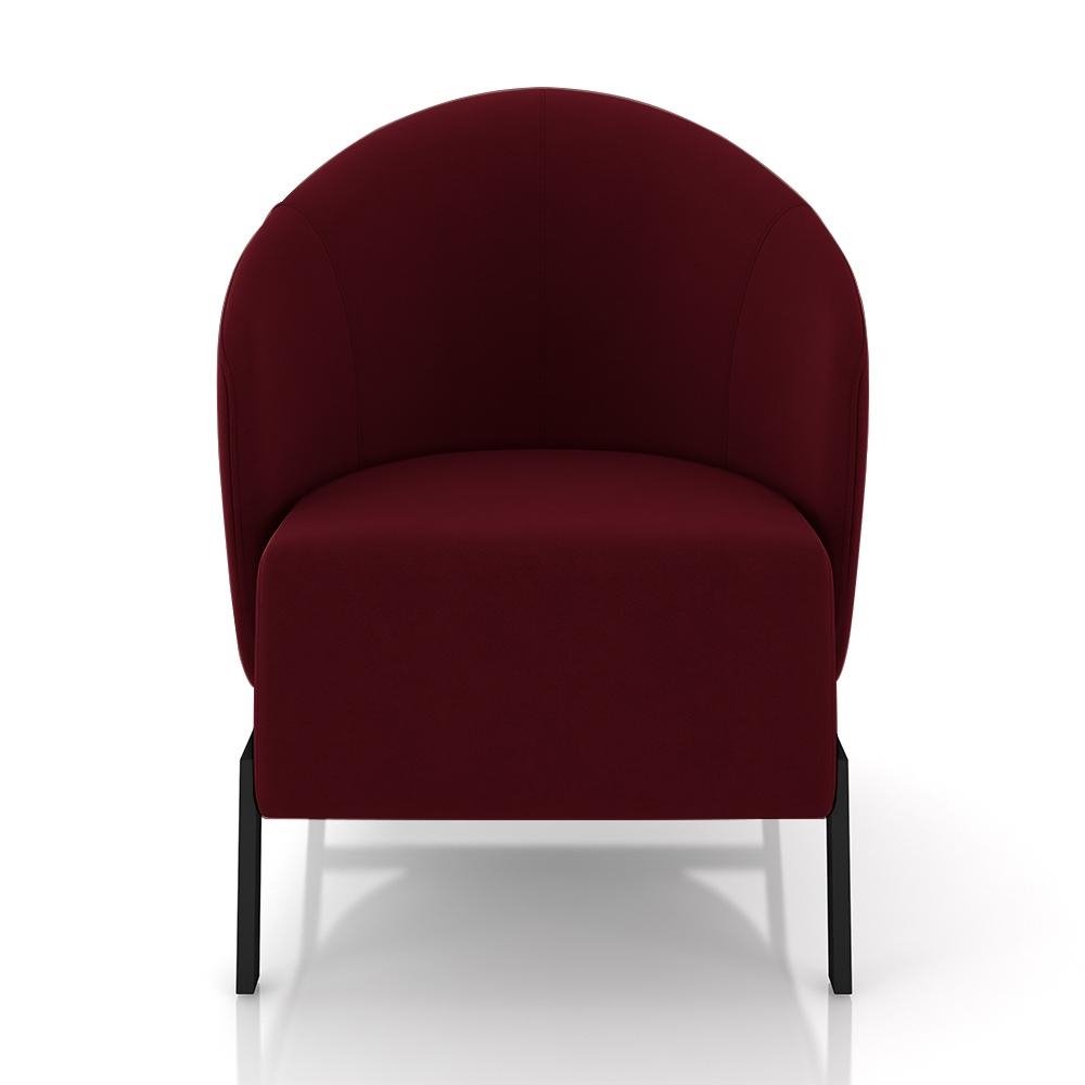 Kit 2 Poltronas Decorativa Sala de Estar kenya Pes em Ferro Veludo Preto/Bordo G33 - Gran