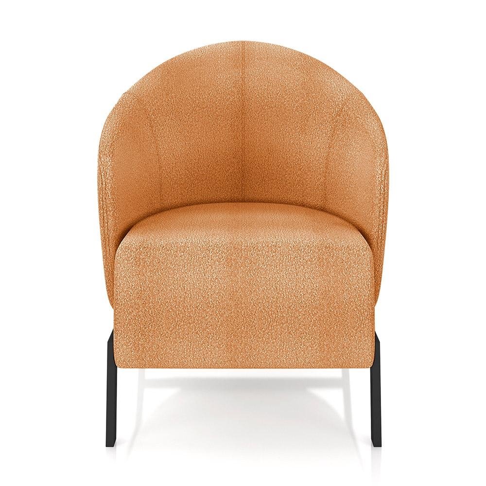 Poltrona Decorativa Sala de Estar kenya Pes em Ferro Boucle Preto/Terracota G33 - Gran Bel