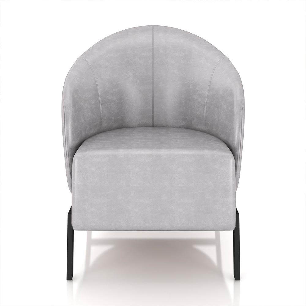 Poltrona Decorativa Sala de Estar kenya Pes em Ferro Pu Preto/Cinza G33 - Gran Belo