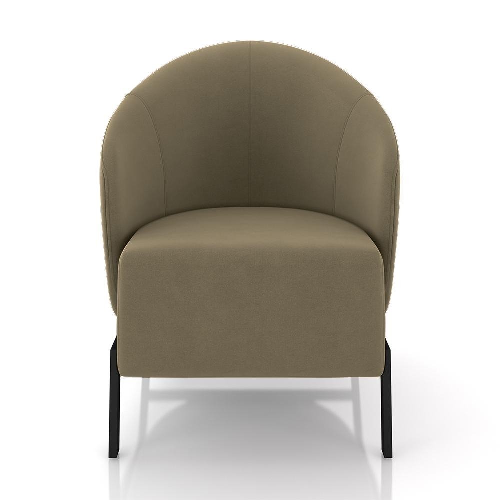 Poltrona Decorativa Sala de Estar kenya Pes em Ferro Veludo Preto/Castor G33 - Gran Belo