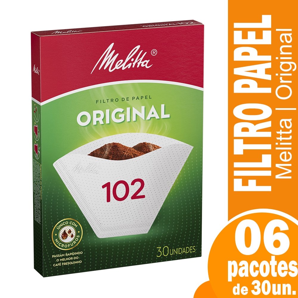 Filtro Papel Melitta 102 - 6 Embalagens com 30 Unidades