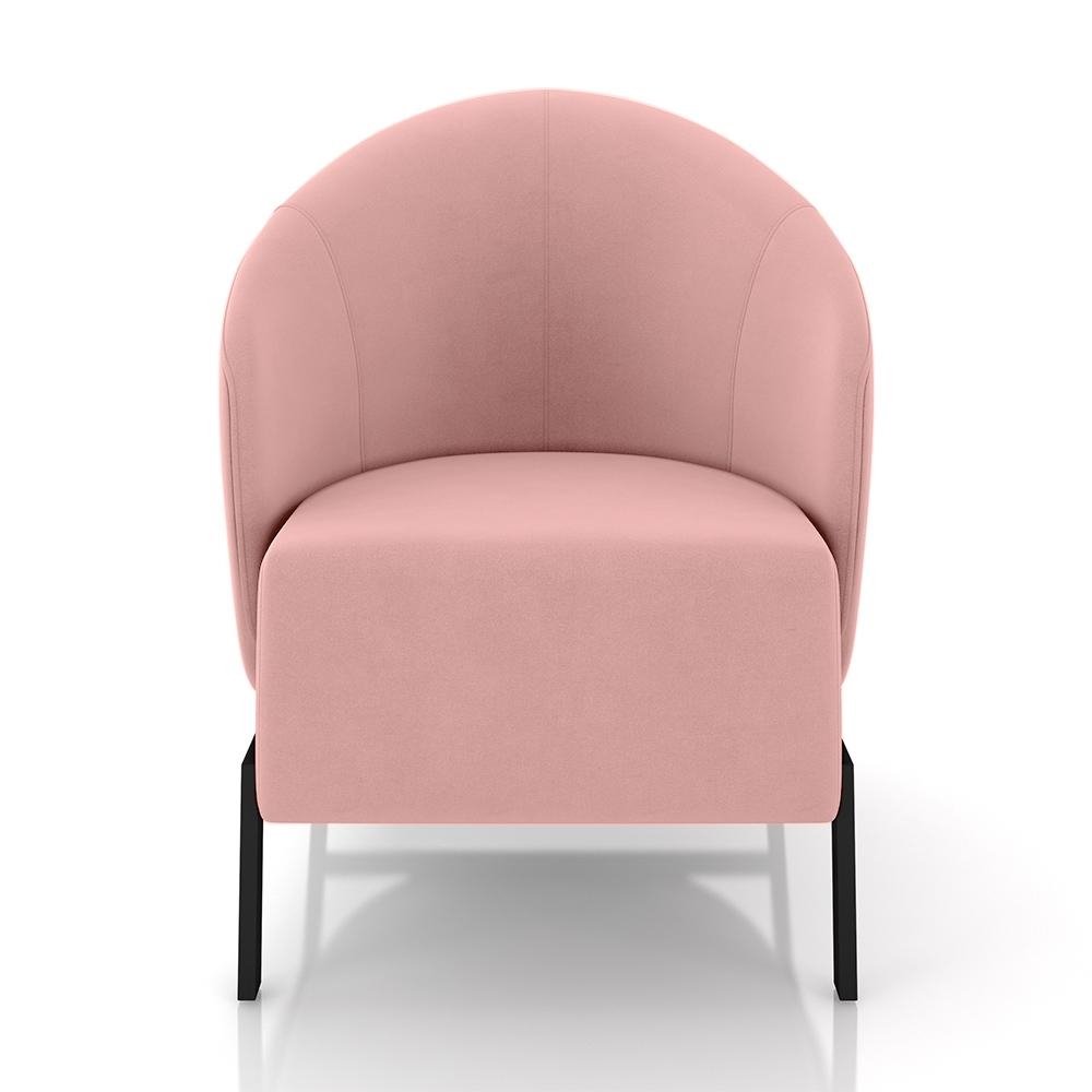 Poltrona Decorativa Sala de Estar kenya Pes em Ferro Veludo Preto/Rose G33 - Gran Belo