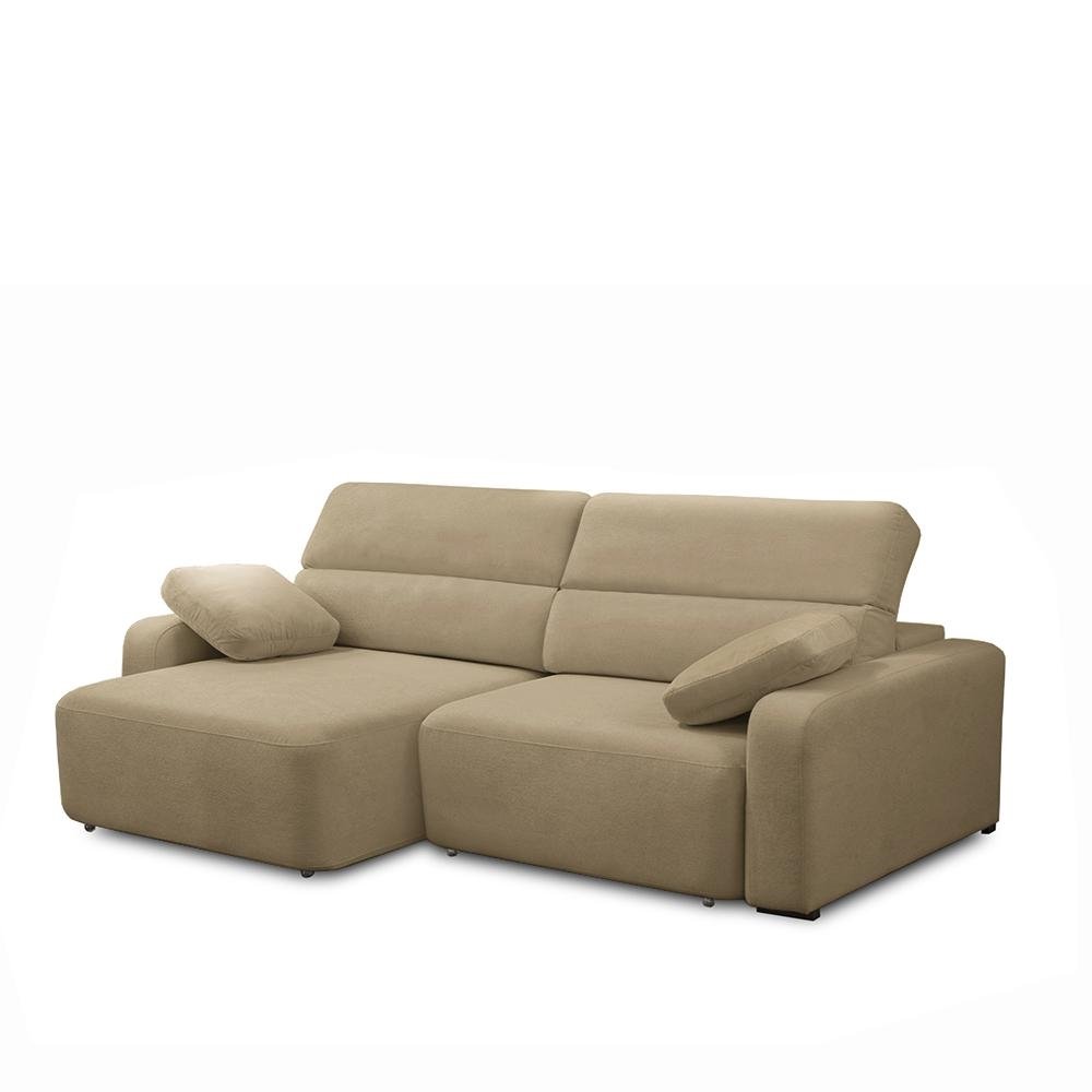 Sofa Decorativo Sala de Estar Ícaro 3 Lugares 260cm Reclinavel e Retratil Boucle Bege G89
