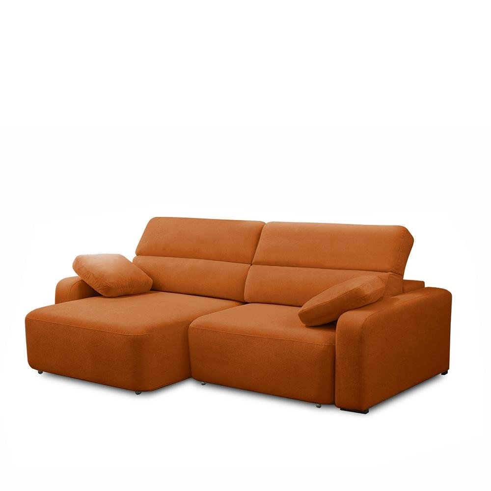 Sofa Decorativo Sala de Estar Ícaro 3 Lugares 260cm Reclinavel e Retratil Boucle Terracota