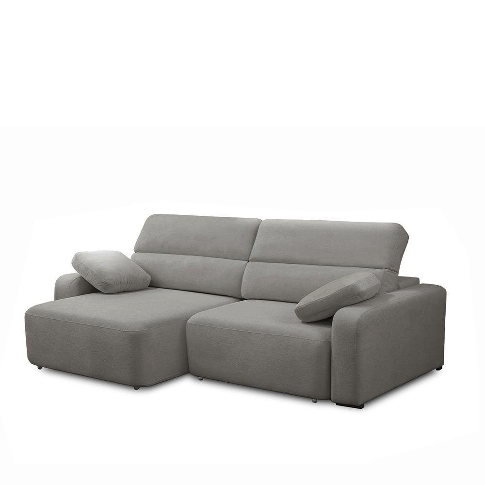 Sofa Decorativo Sala de Estar Ícaro 3 Lugares 220cm Reclinavel e Retratil Boucle Cinza G89