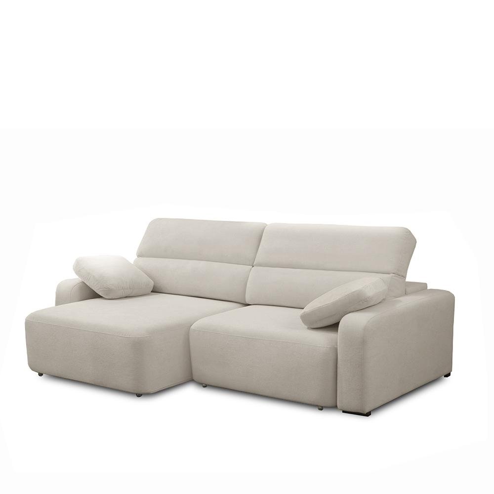 Sofa Decorativo Sala de Estar Ícaro 3 Lugares 240cm Reclinavel e Retratil Boucle Off White