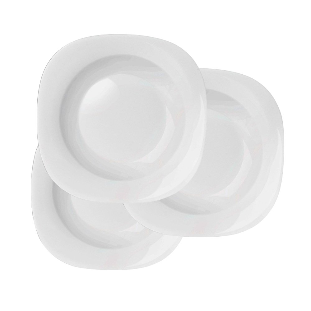 Conjunto de Pratos Fundos Nadir Vidro Branco Opaline Plaza 24 Peças