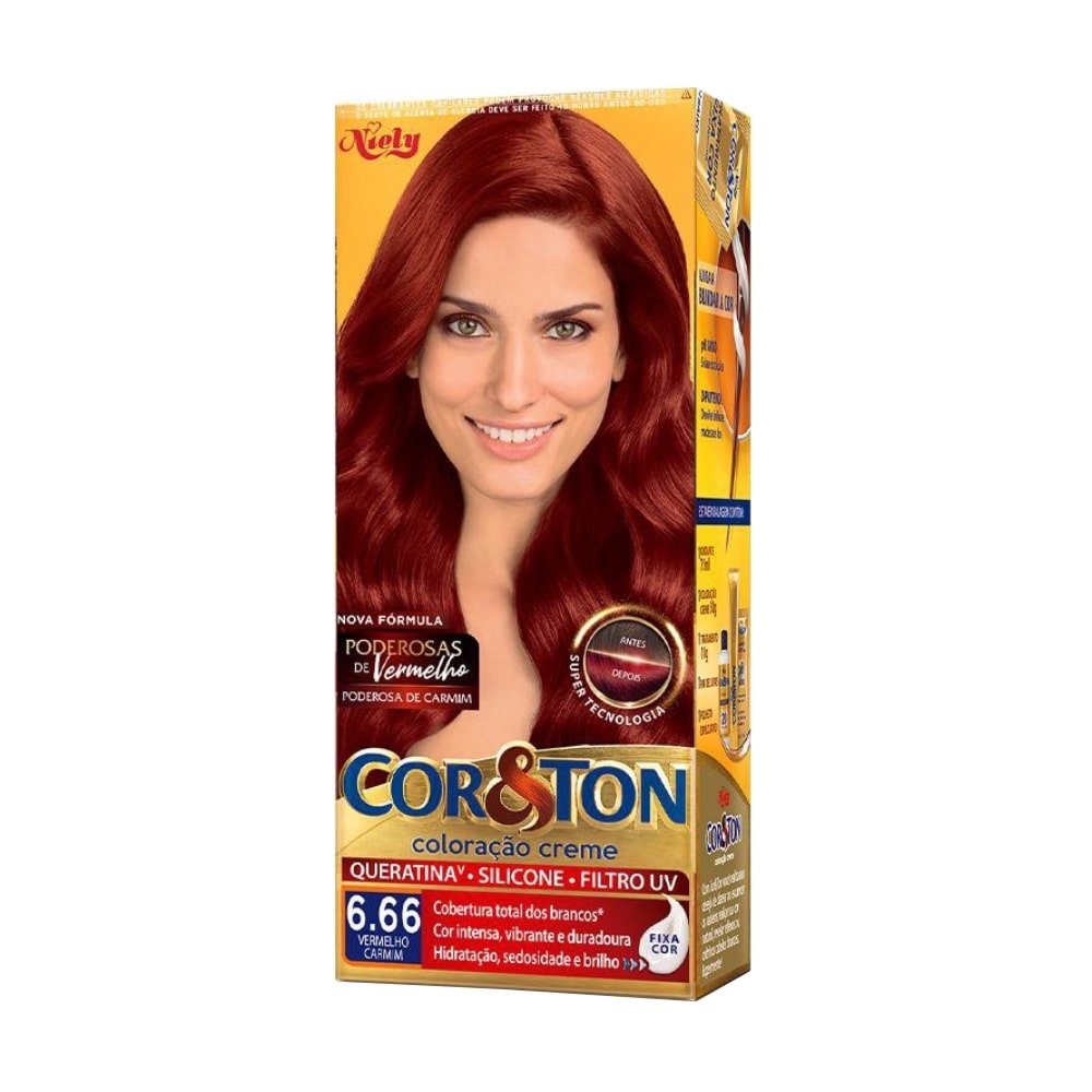 Tintura Cor&Ton Profissional 6.66 Vermelho Carmim 50g