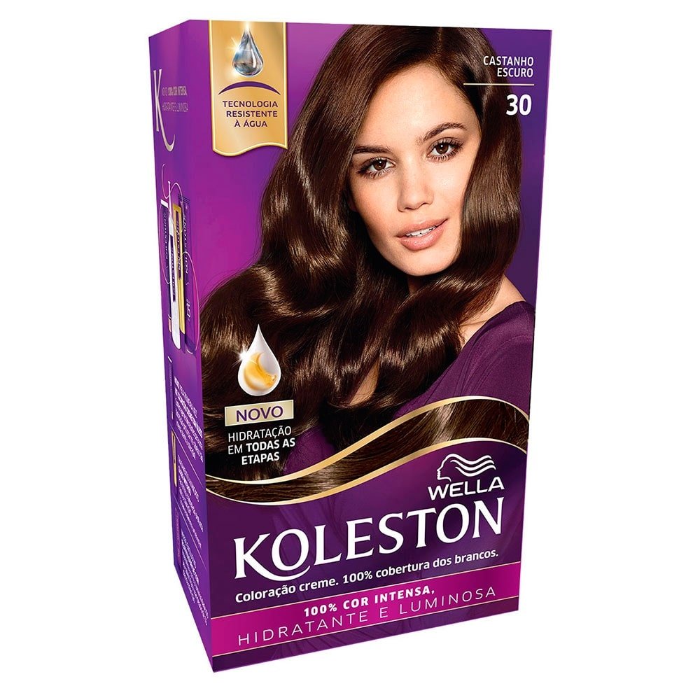 Tintura Koleston 30 Castanho Escuro com Extrato de Amêndoas 55g Wella ...
