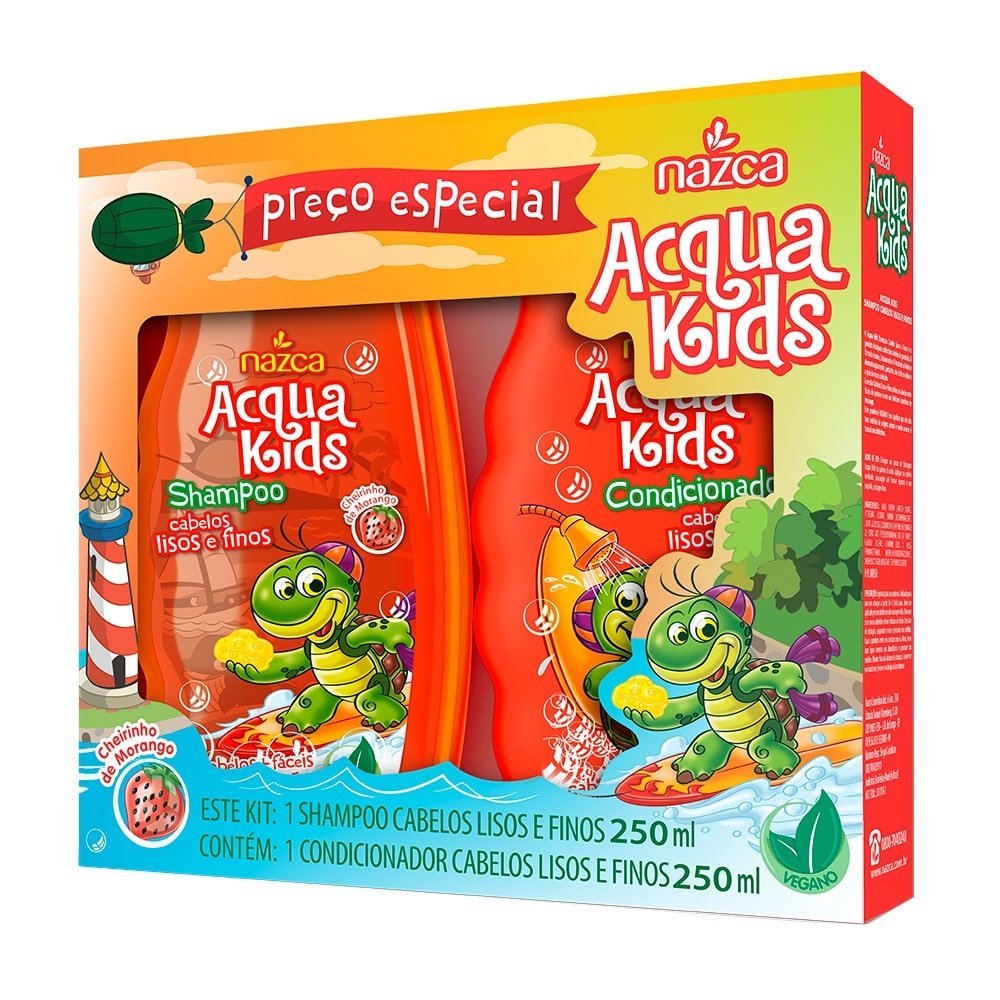 Shampoo + Condicionador Acqua Kids Lisos e Finos 250ml