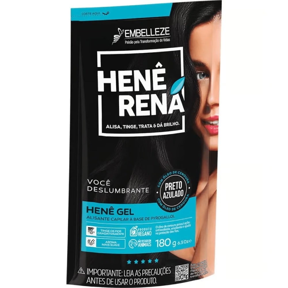 Alisante em Creme Henê Rená Preto Azulado 180g
