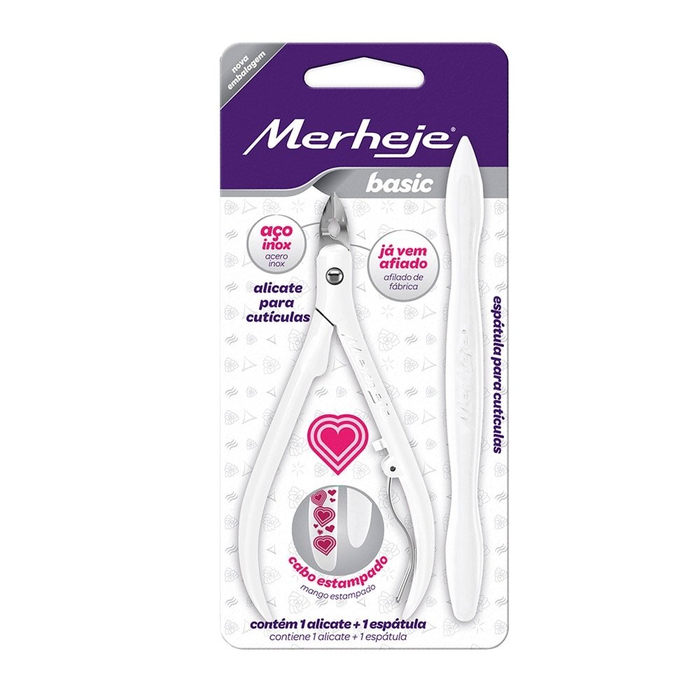 Alicate para Cutícula Merheje Basic Mix Decorado Embalagem com 12 Unidades