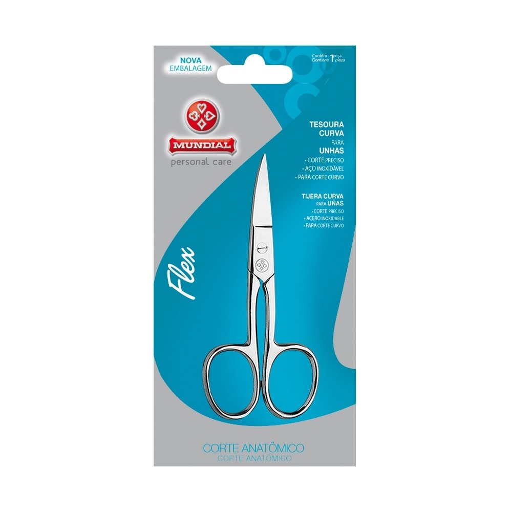 Tesoura para Unha Mundial Flex Ponta Curva BC-323