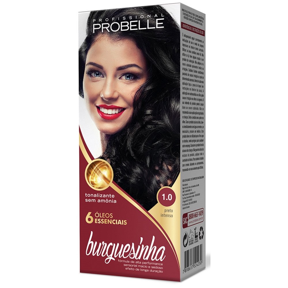 Tintura Probelle Burguesinha Tonalizante 1.0 Preto Intenso 50ml