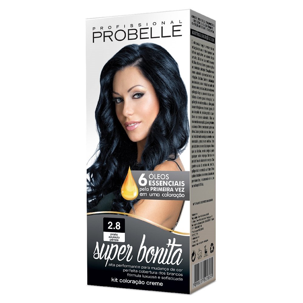 Tintura Probelle Super Bonita 2.8 Preto Azulado Pérola 50ml