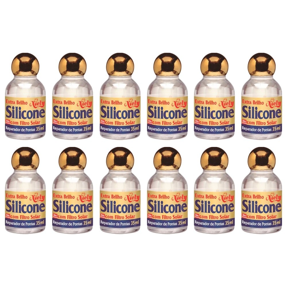 Reparador de Pontas Niely Gold Silicone Extra Brilho 35ml Embalagem com 12 Unidades