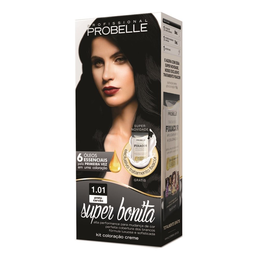 Tintura Probelle Super Bonita 1.01 Preto Carvão 50ml