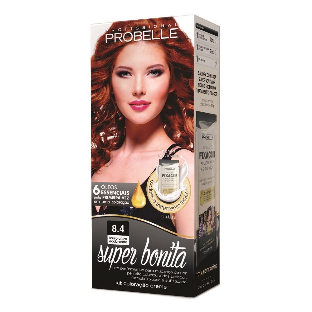 Tintura Probelle Super Bonita 8.4 Louro Claro Acobreado 50ml