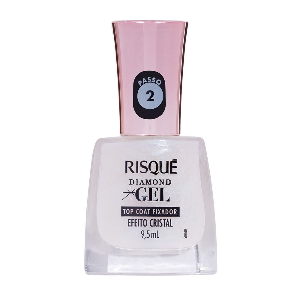 Esmalte Risqué Diamond Gel Top Coat Fixador Efeito Cristal Avulso 9,5ml