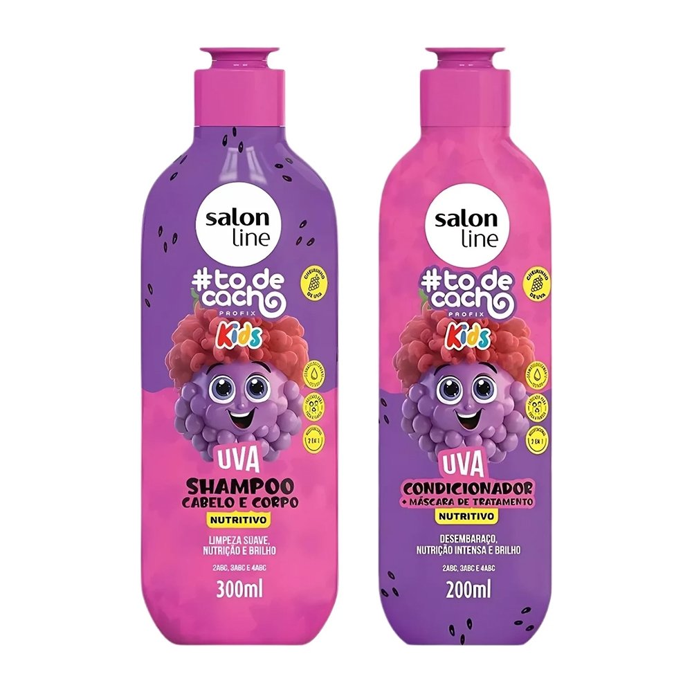Kit Shampoo 300ml + Condicionador Salon Line Tô de Cachos Uva Kids 200ml