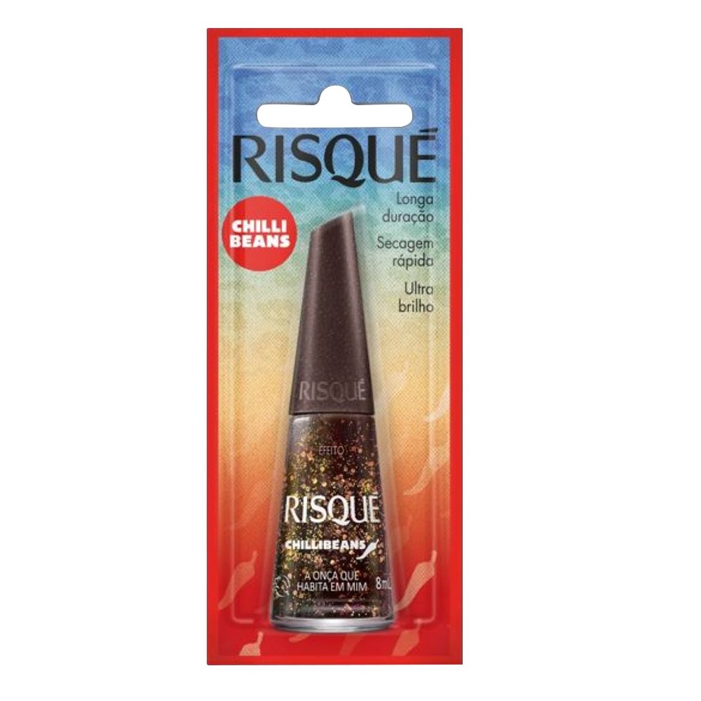 Esmalte Risqué Glitter A Onça Que Habita em Mim Chilli Beans Blister 8ml