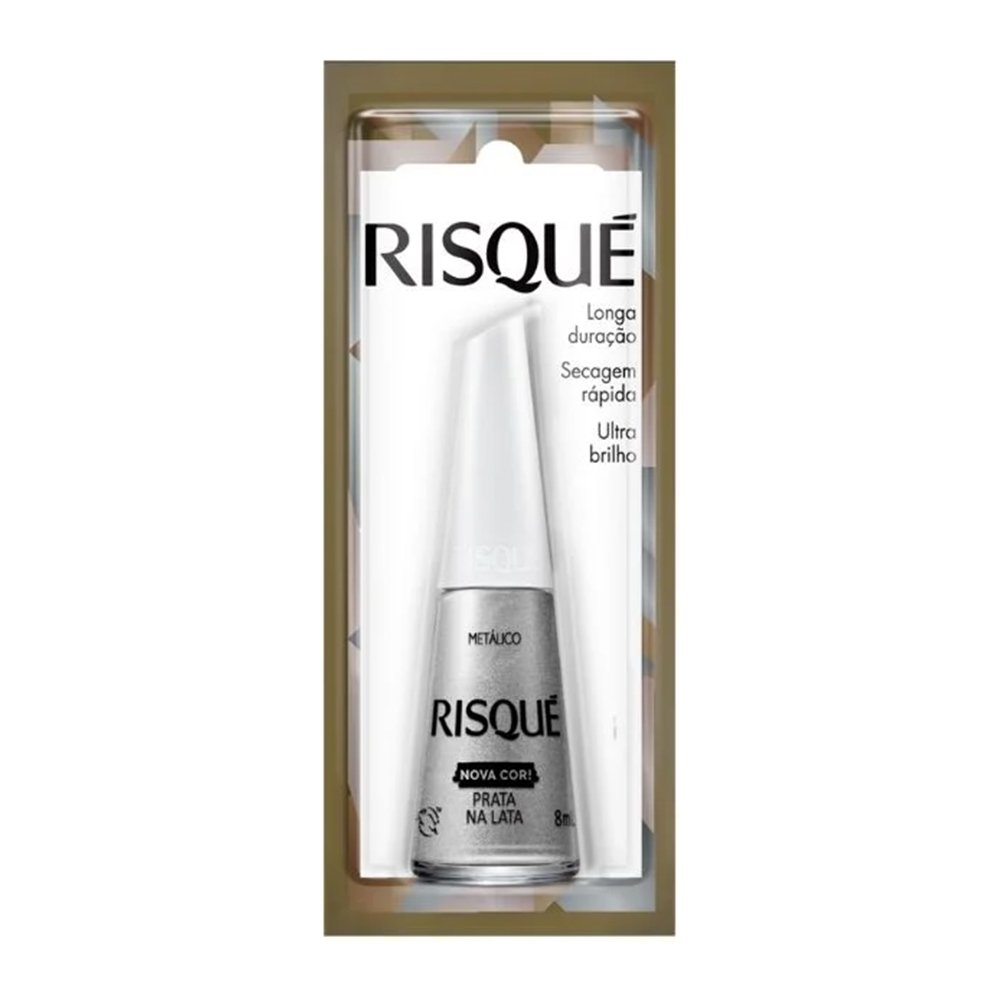 Esmalte Risqué Prata Na Lata Metálico Blister 8ml