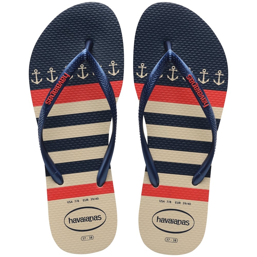 Havaianas Slim Nautical Bege Palha/Marinho