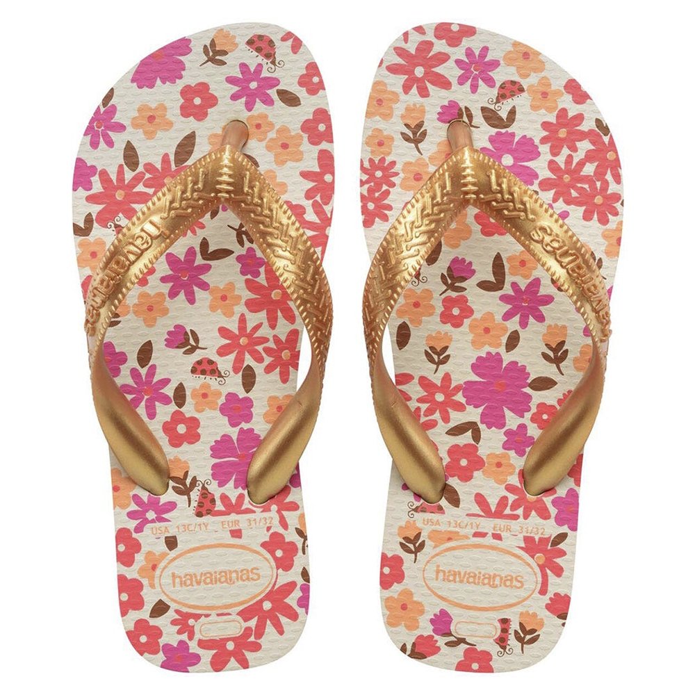 Havaianas Kids Flores Bege/Dourado