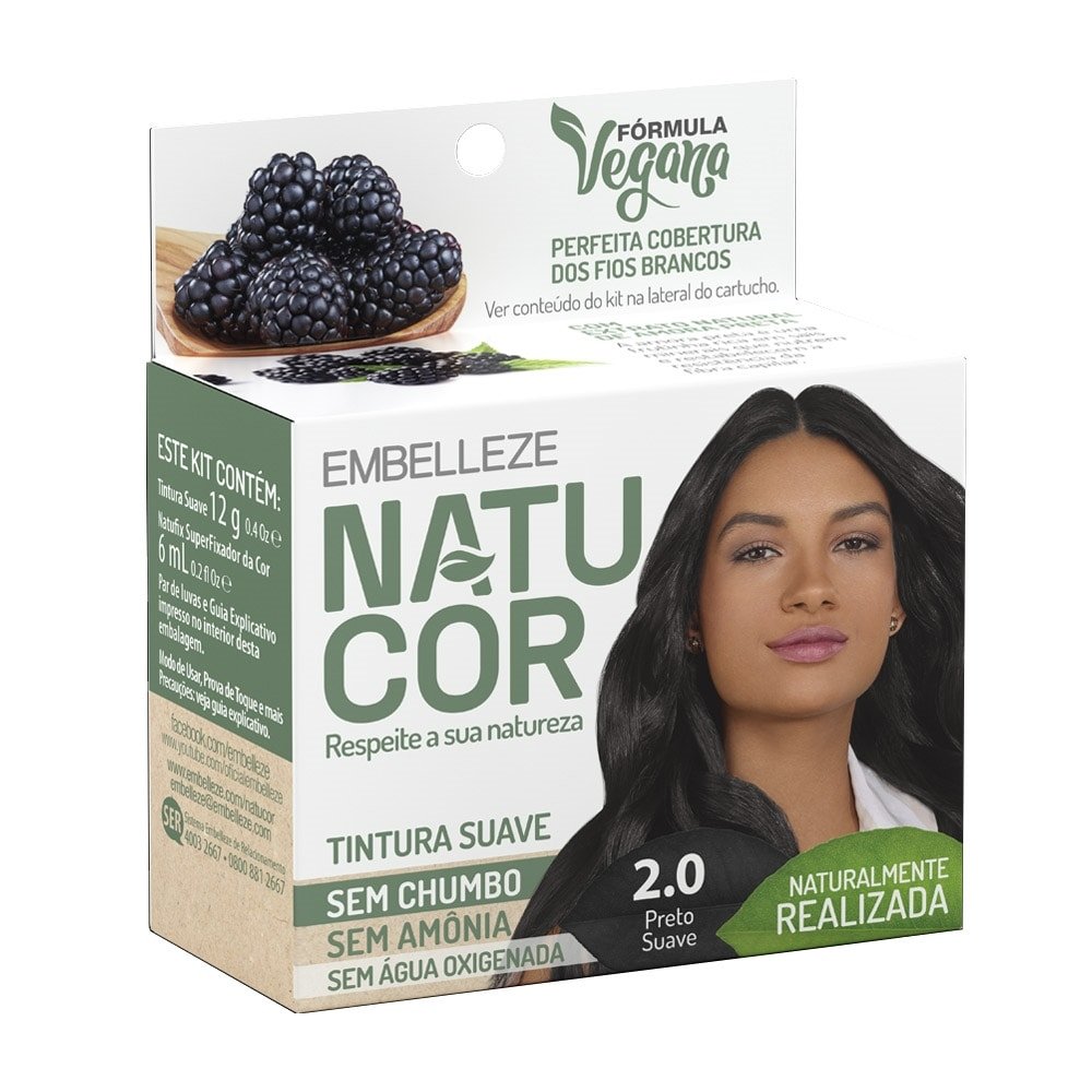 Tintura em Pó Pequena 2.0 Amora - Preto Suave - Natucor