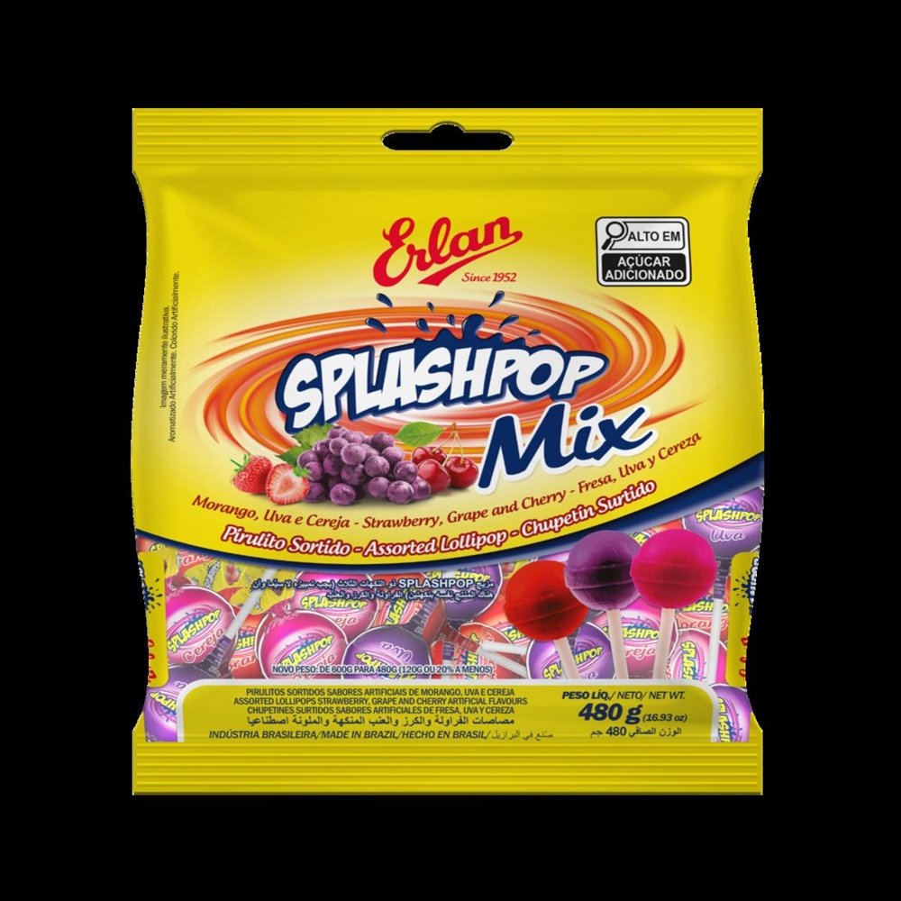 Pirulito Splashpop Mix Fardo com 32 unidades de 480G