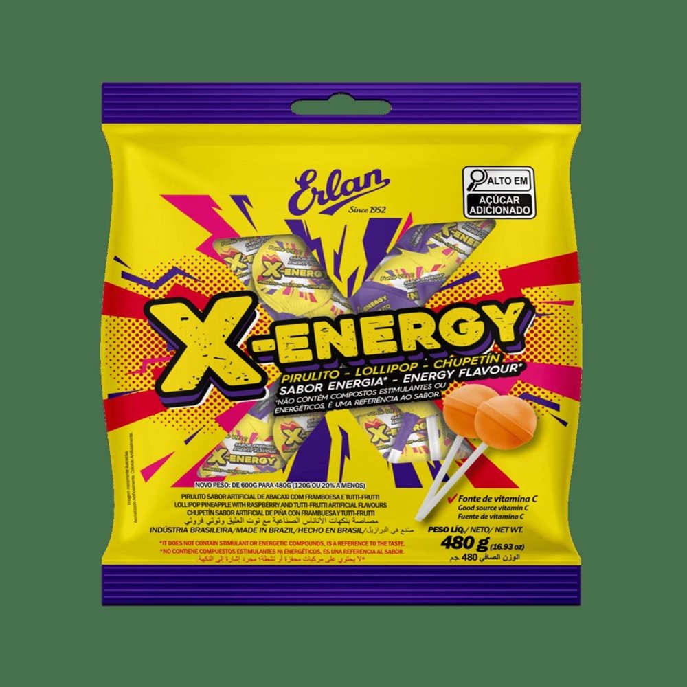 Pirulito X-Energy Fardo com 32 Unidades de 480G