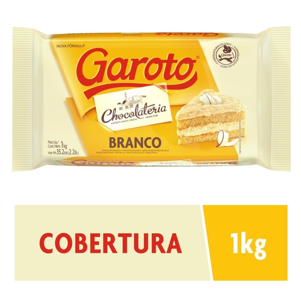 Chocolate Cobertura Branco 1kg Garoto Chocolate e Bombom eFácil