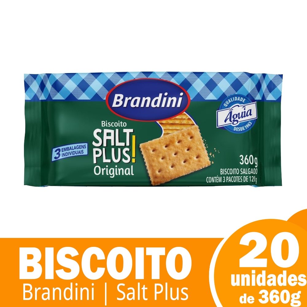 Biscoito Brandini Águia Salt Plus 360g Embalagem com 20 Unidades
