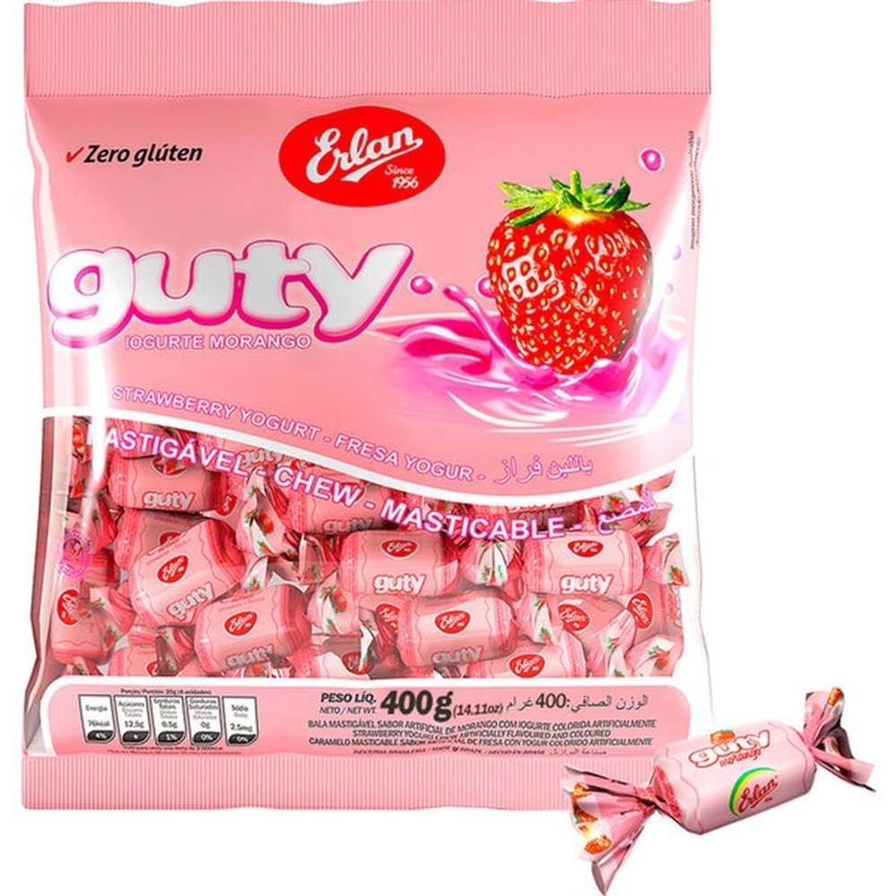 BALA Mastigável Guty Morango SC 400G