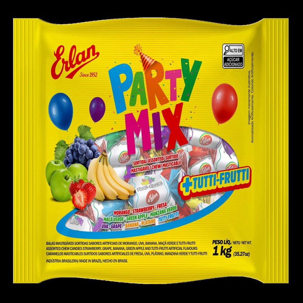 Bala Mastigavel Party Mix 1000G - 5 sabores