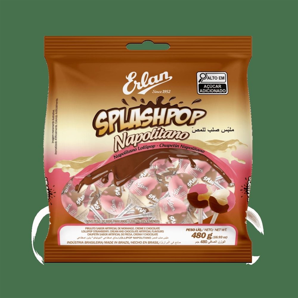 Pirulito Splashpop Napolitano 480G