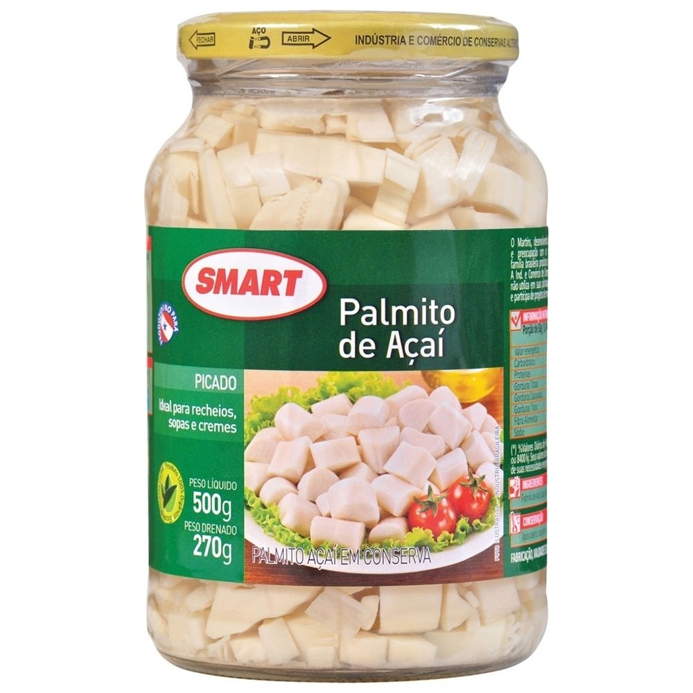 Palmito Açaí Picado Vidro 270g - Smart
