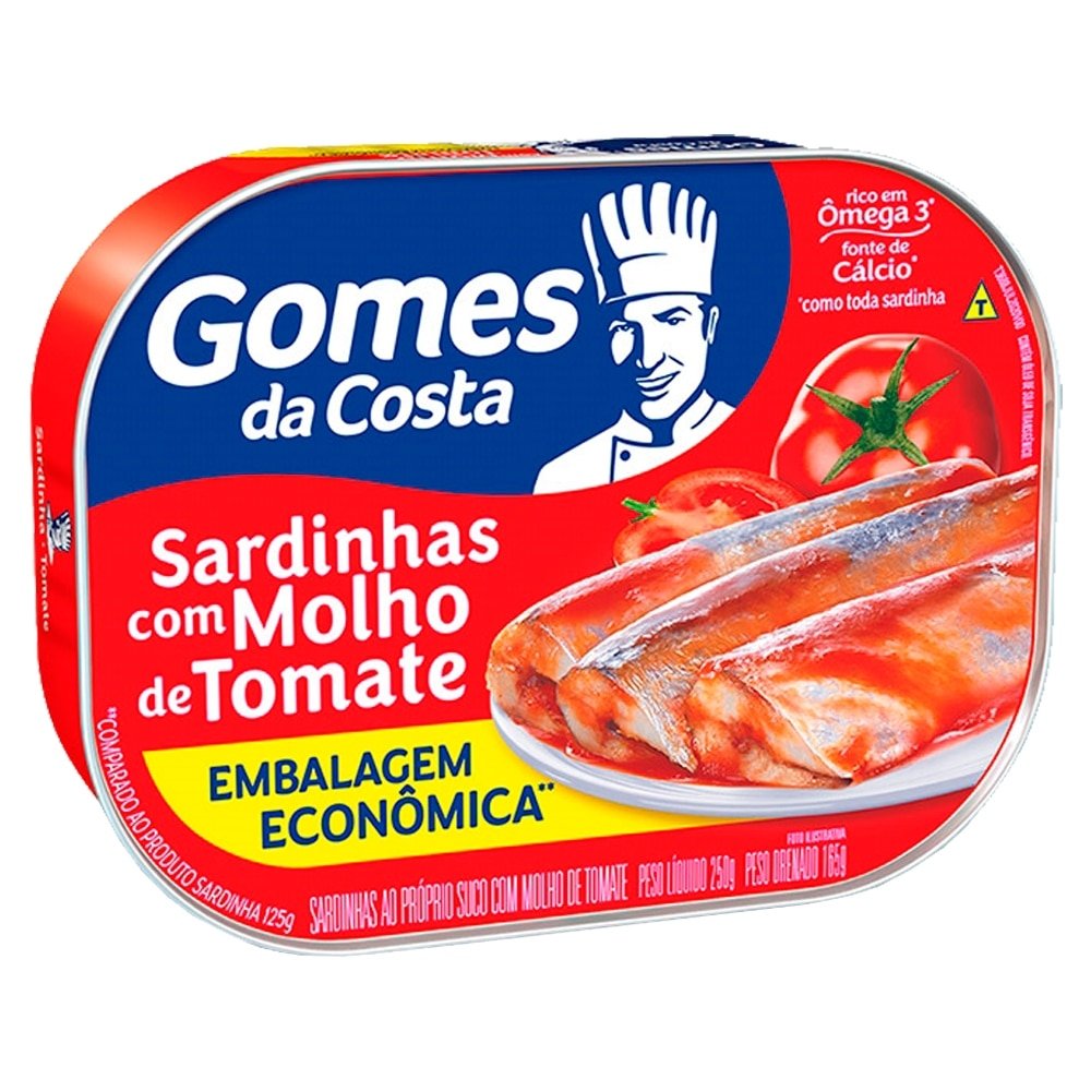 Sardinha c/ Molho de Tomate Líquido 250g - 48 unidades - Gomes da Costa