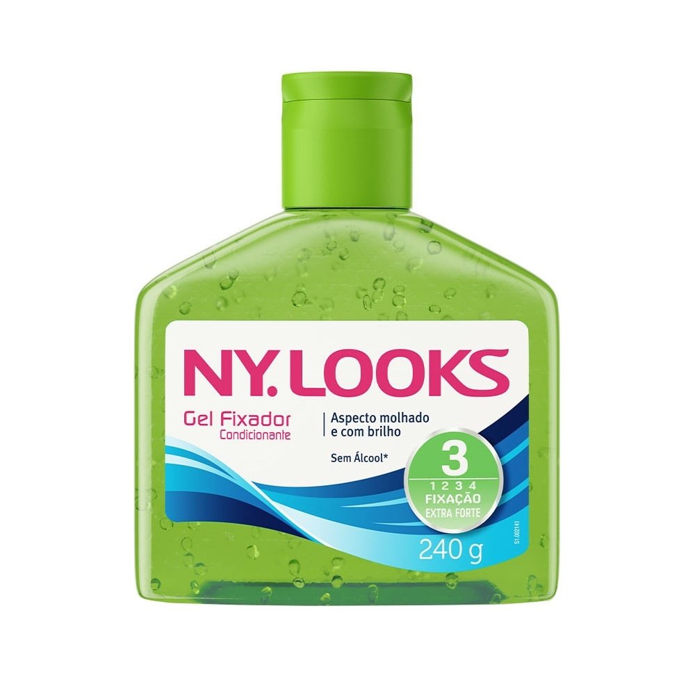 Gel Fixador Ny.Looks Flip Top Fixação Extra Forte Verde 240g
