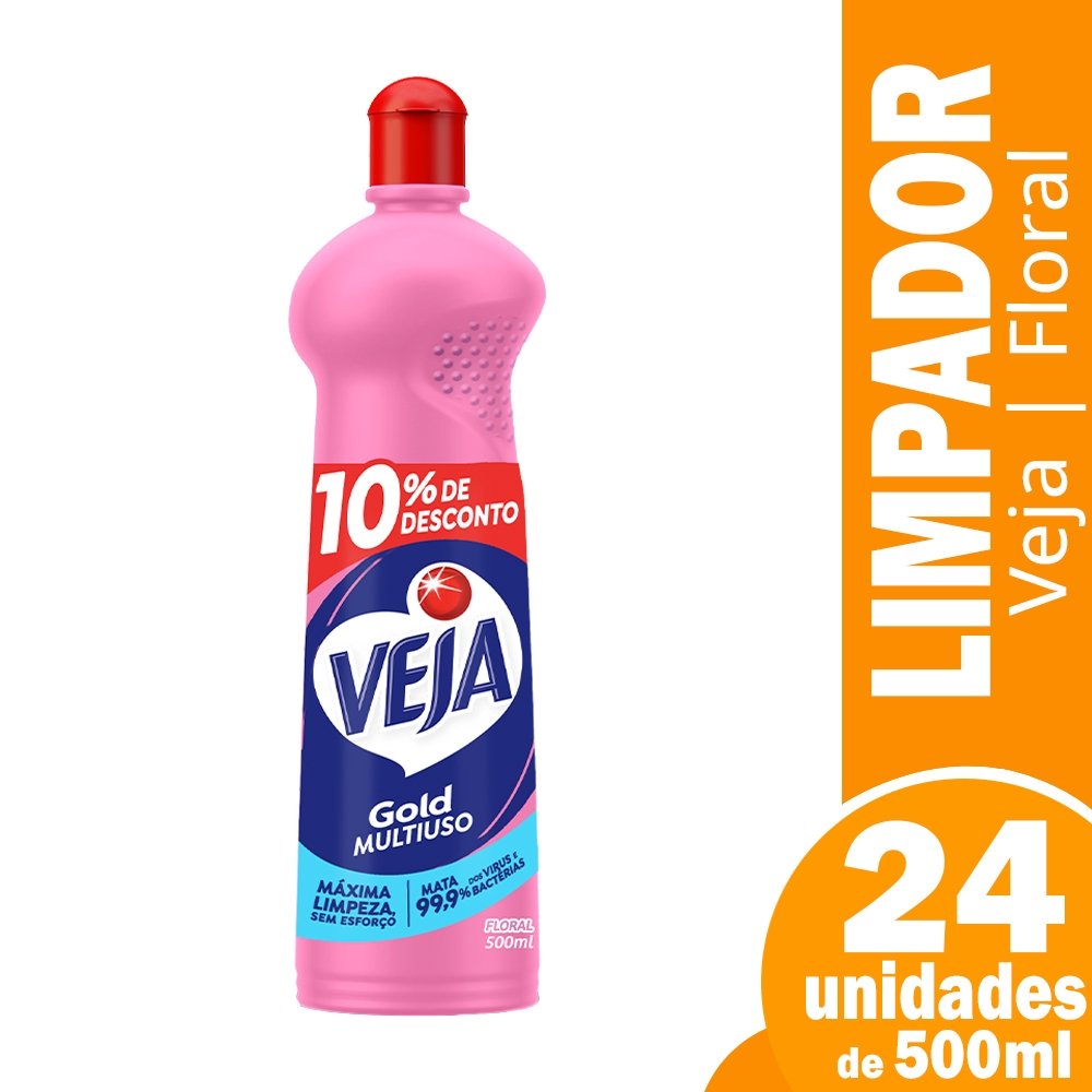 Limpador Veja Multiuso Floral 500ml - Embalagem com 24 Unidades