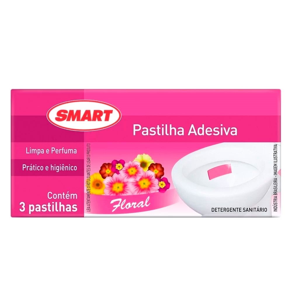 Pastilha Adesiva Sanitária Smart Floral 24 Embalagens com 3 Unidades
