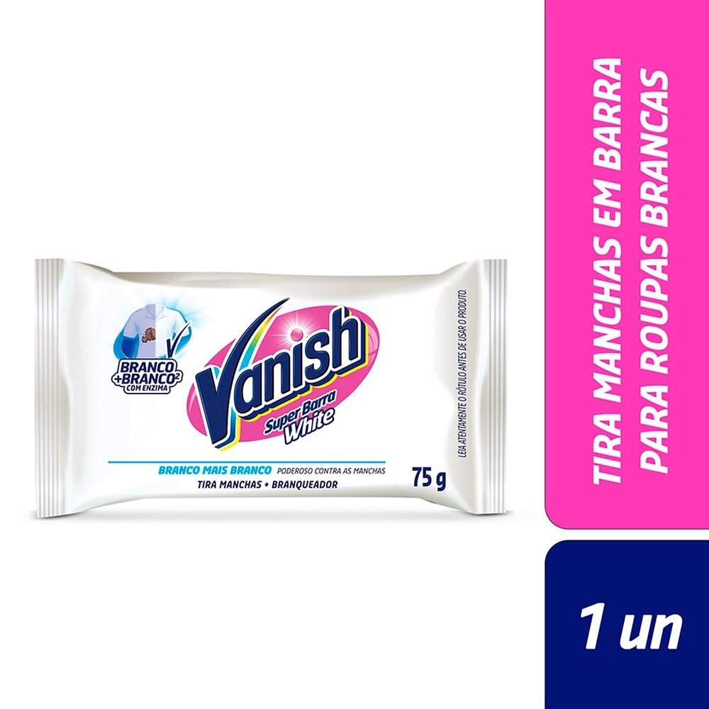 Alvejante Vanish Sem Cloro Super Barra White 75g - Embalagem com 12 Unidades