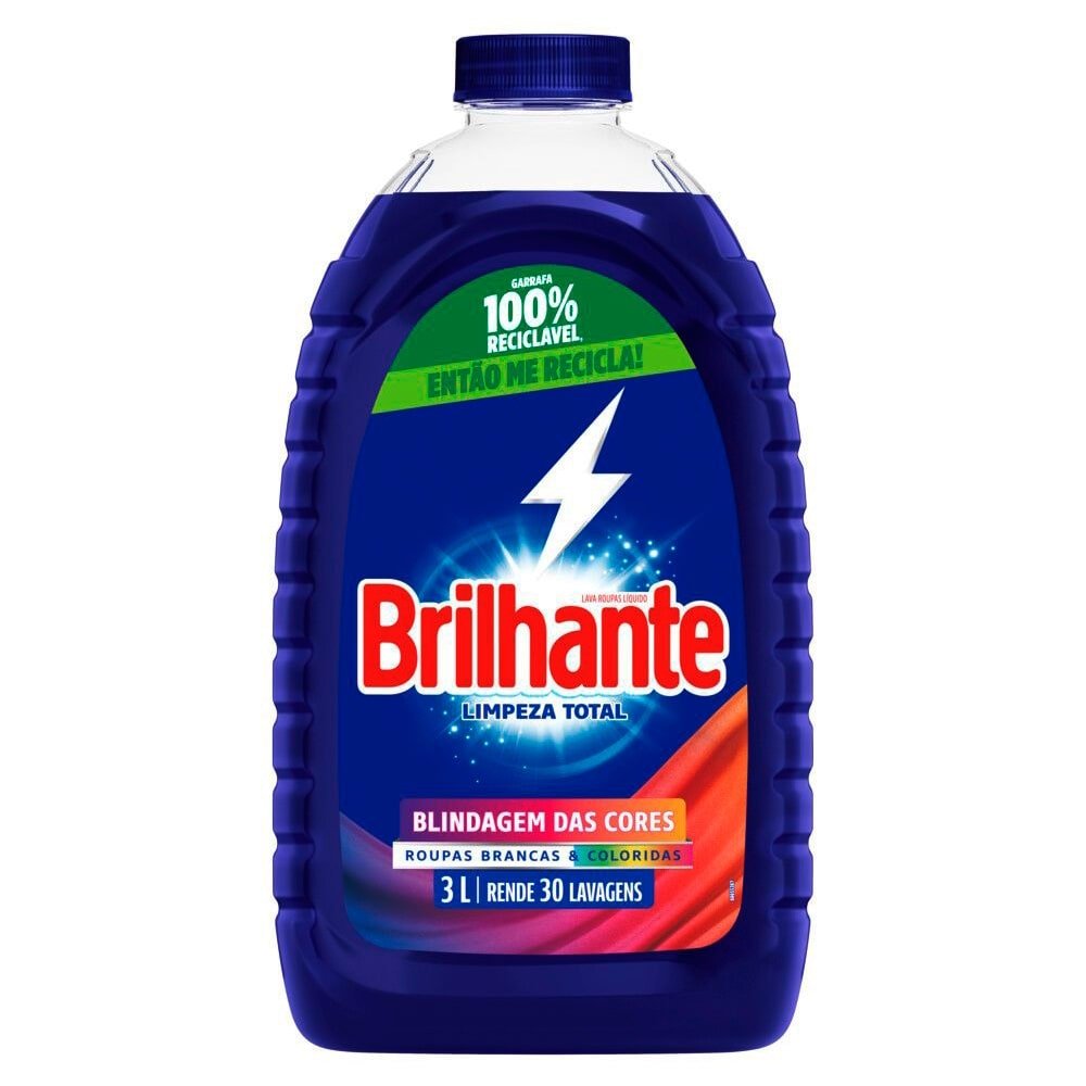 Sabão Líquido Brilhante Limpeza Total 3L - Embalagem com 4 Unidades