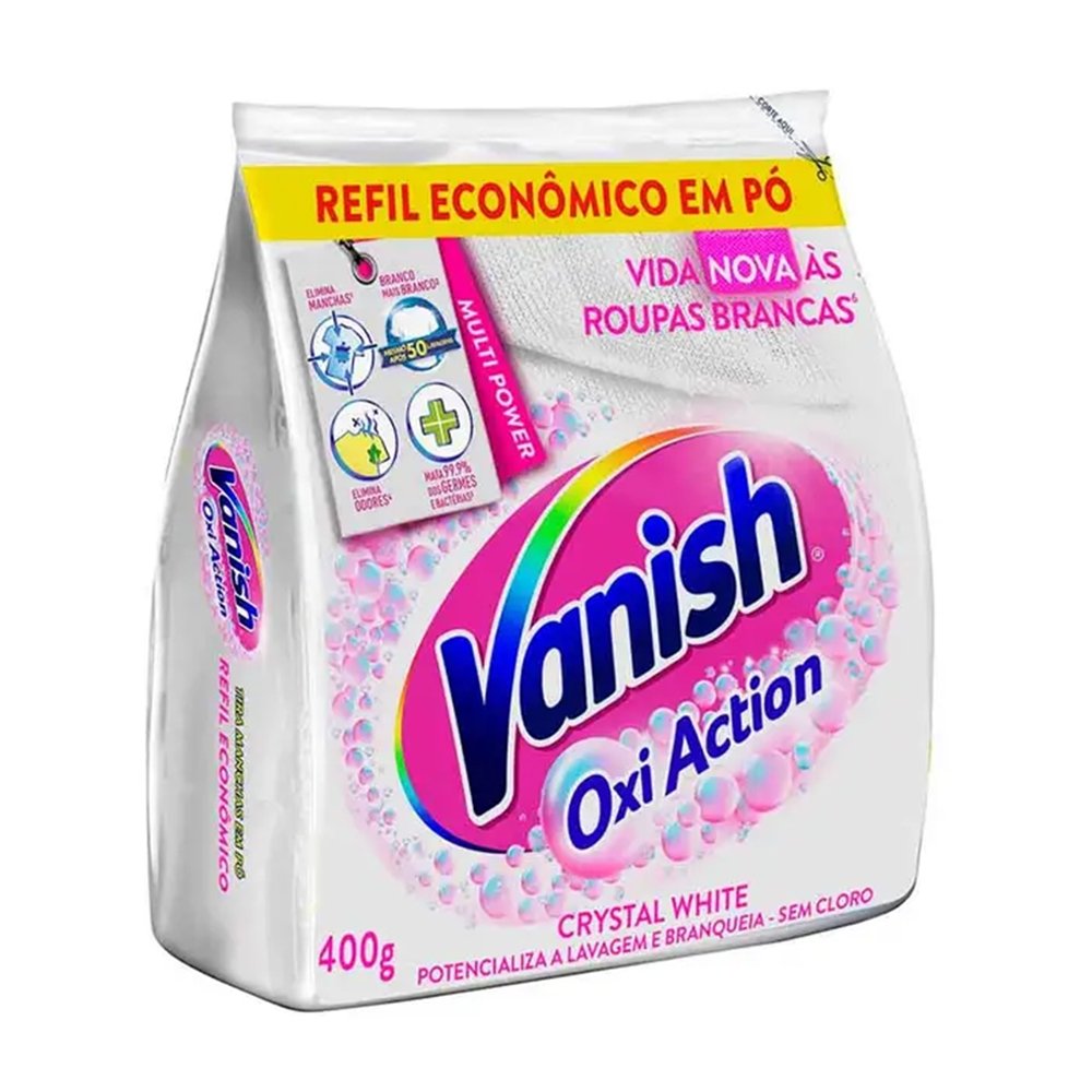 Alvejante Vanish Pó Cristal White Refil Econômico 400g - Embalagem com 24 Unidades